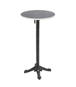 60 cm ronde hoge tafel kantelbaar zwart/zilver en zwart marmeren blad