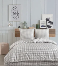 1 persoons beddengoed 140x200 cm+1 kussensloop 65x65 cm in katoen