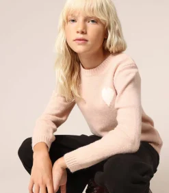 ADONIS - Comfortabele effen trui met hartmotief op de borst