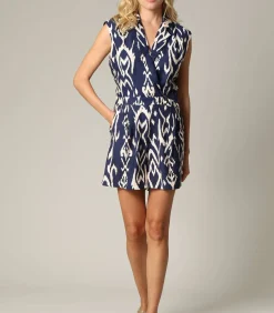 ADYLA - ADYLA mouwloze wikkel playsuit met etnische en bohemien patronen