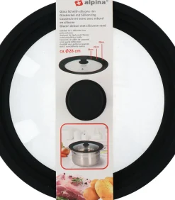 Alpina glazen pannendeksel met siliconen rand - universeel 28 cm