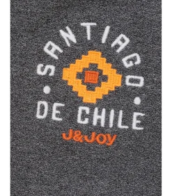 Antracietkleurige polo voor jongens met Santiago-logo op de rug