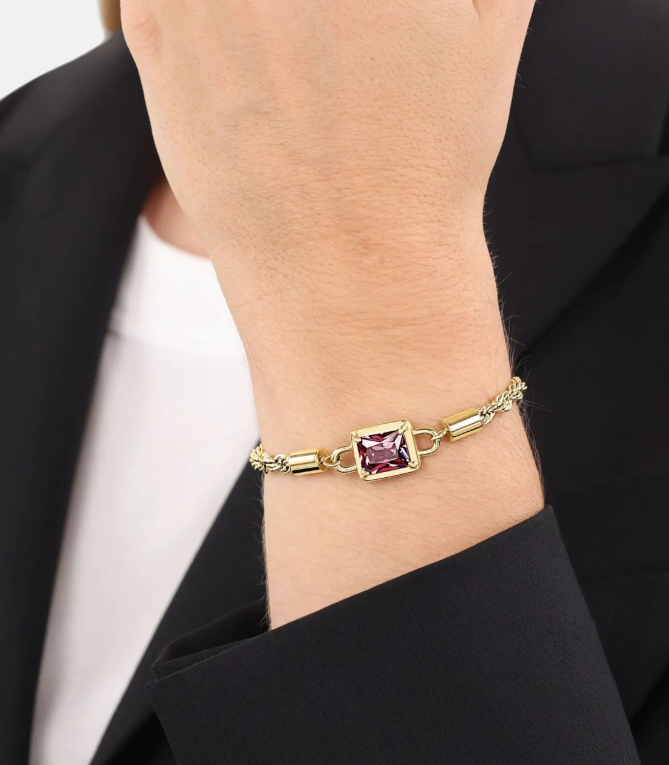 Armband m.Anh. voor dames, roestvrij staal, zirkonia