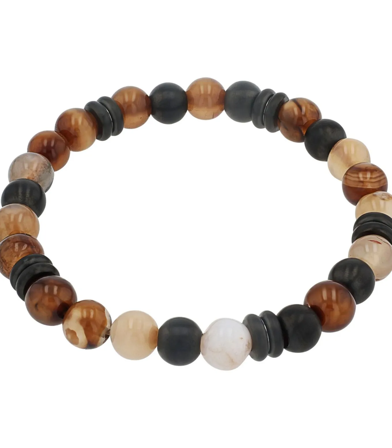 Armband voor mannen, roestvrij staal, stalen kralen, agaat