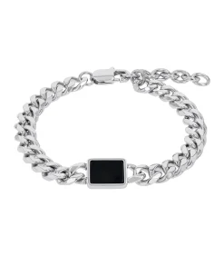 Armband voor mannen, roestvrij staal, agaat