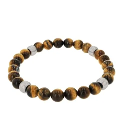 Armband voor mannen, roestvrij staal, tijgeroog