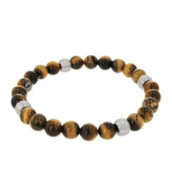 Armband voor mannen, roestvrij staal, tijgeroog