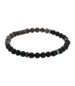 Armband voor mannen, roestvrij staal, agaat, lijnsteen