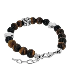 Armband voor mannen, roestvrij staal, tijgeroog, agaat