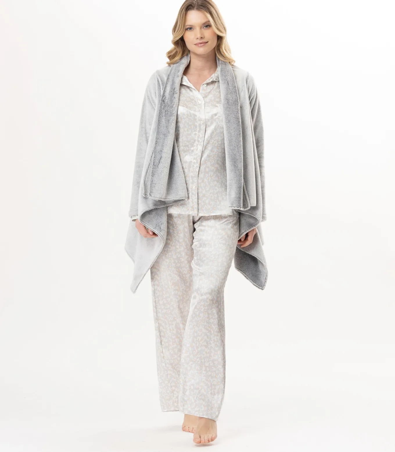 Asymmetrische jas van flanellen pluche ESSENTIEL 179