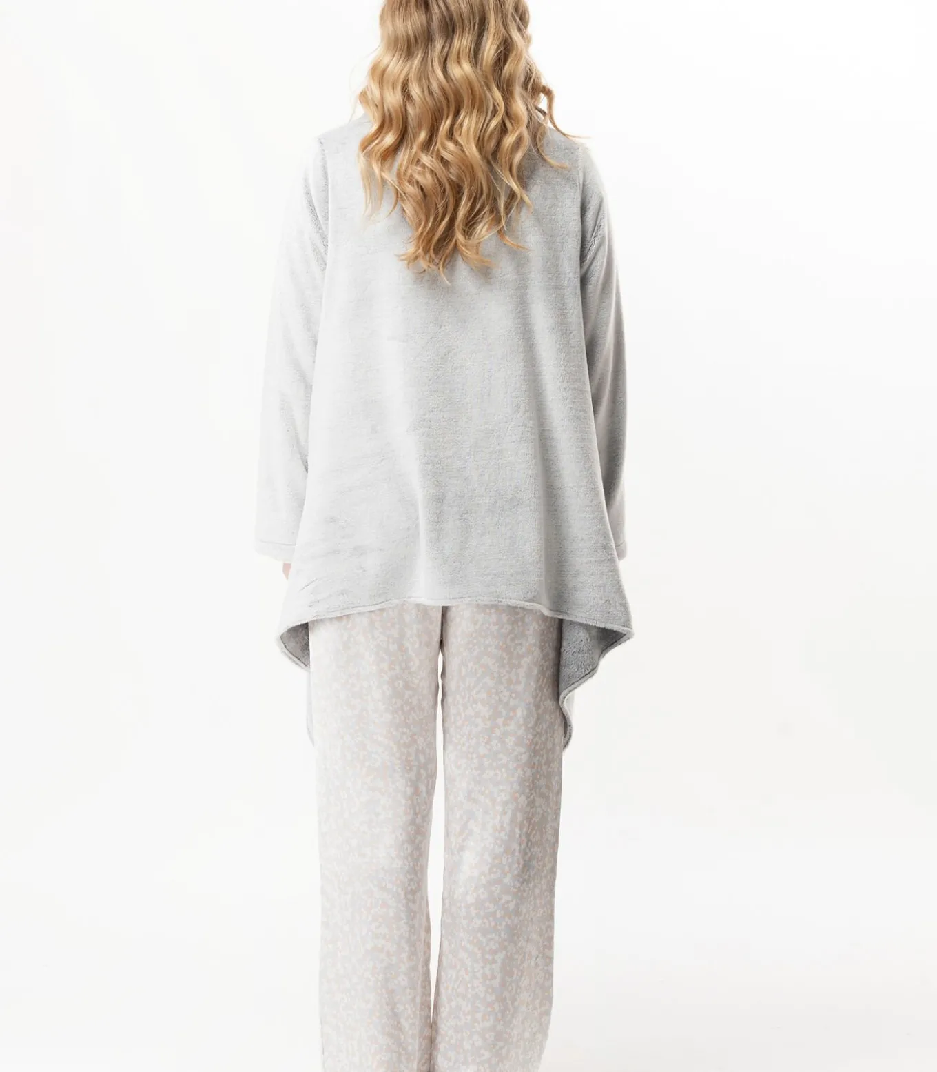 Asymmetrische jas van flanellen pluche ESSENTIEL 179