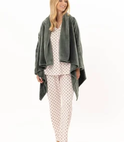 Asymmetrische jas van flanellen pluche ESSENTIEL 179