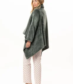 Asymmetrische jas van flanellen pluche ESSENTIEL 179