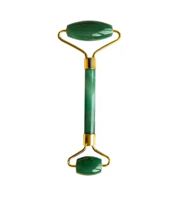 Aventurijn Jade Kalmerende Energie Gezichtsrollers (Goudkleurig Handvat)