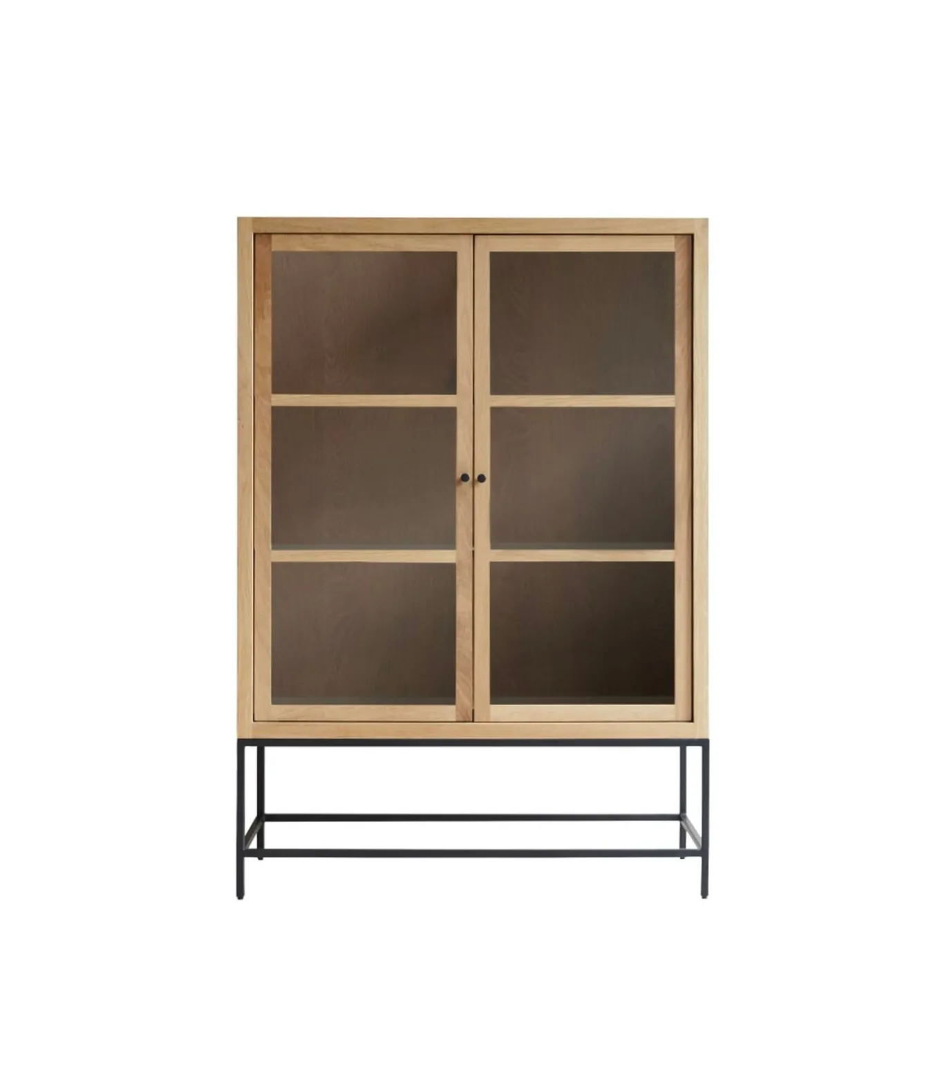 Babeth - Hoge vitrinekast van massief eikenhout