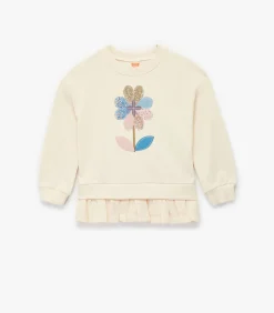 Baby sweatshirt van katoen met bloemenprint en ruches