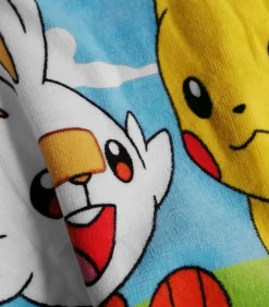 Badcape met print, 100% katoen, POKEMON GRASS