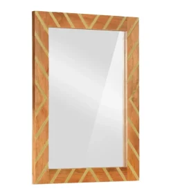 Badkamerspiegel 50x70x3 cm massief mangohout en glas bruin