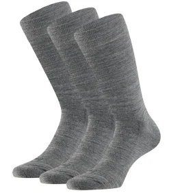 Badstof zool - Merinowollen Sokken - 3 paar - Grey Melange