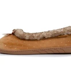 Ballerina damesslippers Camel Glossy