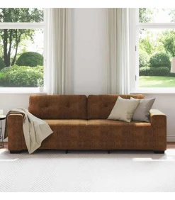 Bank met kussen Bruin Kunstleer en Hout