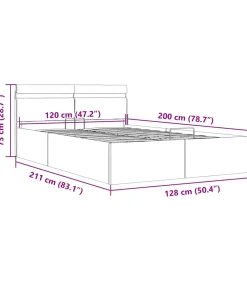 Bedframe met opslag en LED stof donkergrijs 120x200 cm