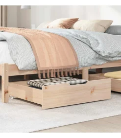 Bedlades 2 st met wieltjes 65x55x17 cm massief grenenhout