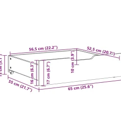 Bedlades 2 st met wieltjes 65x55x17 cm massief grenenhout