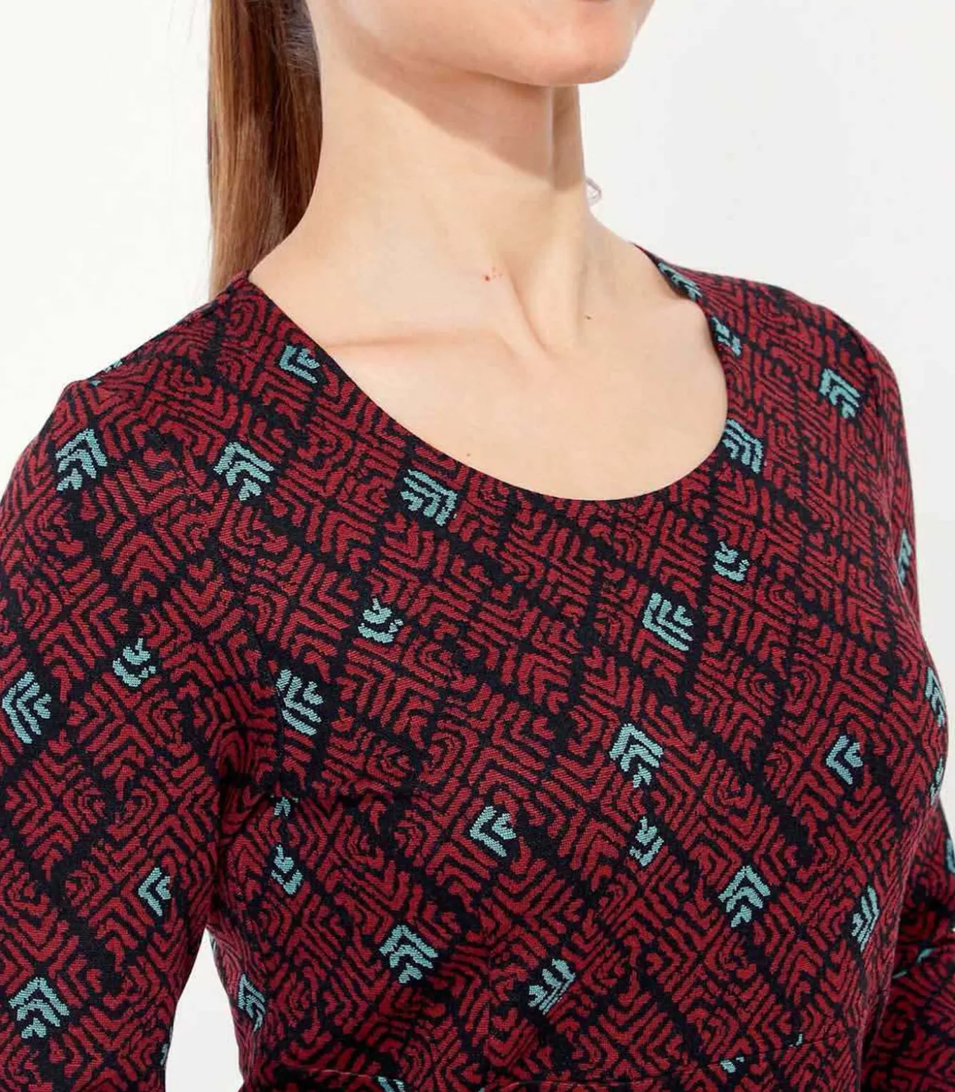 Bedrukte rechte jurk WABI