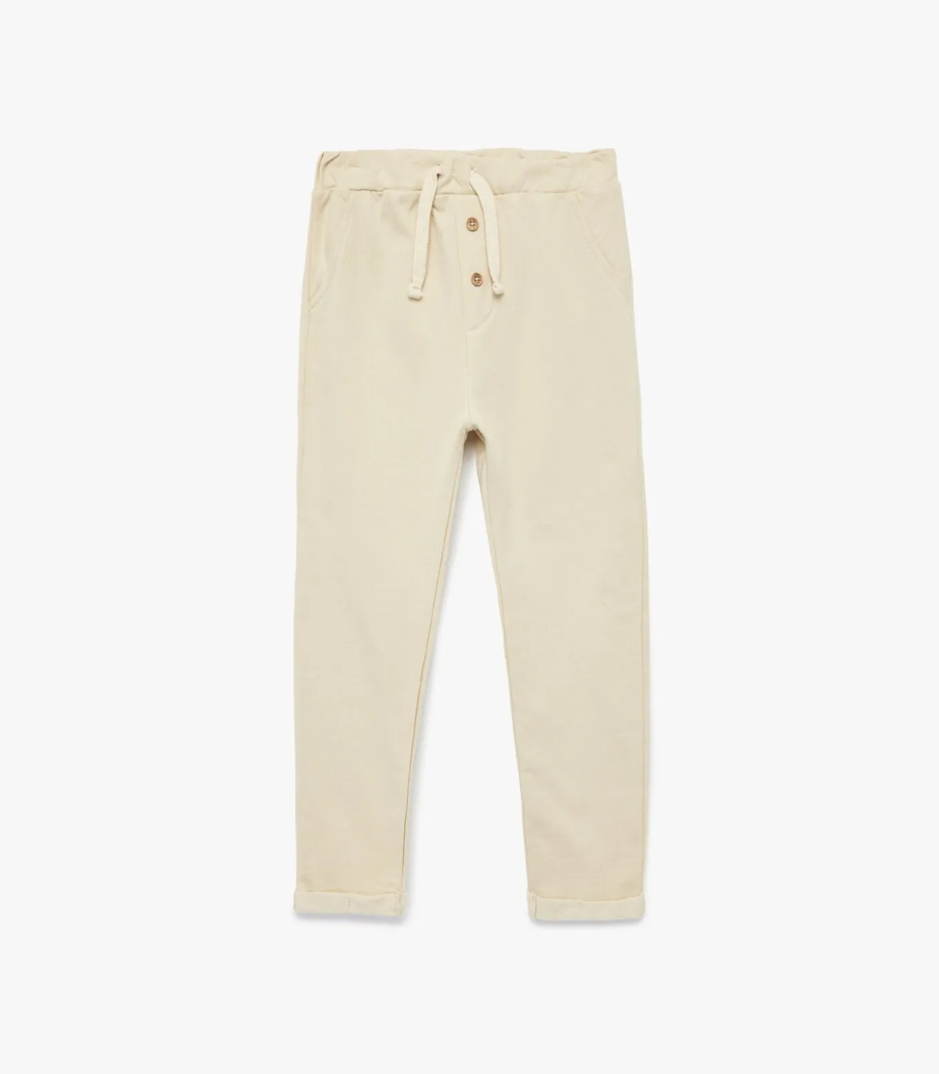 Beige Babypantalon Katoen met Knoopdetail