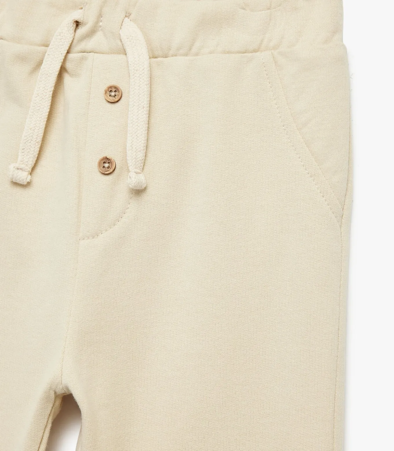 Beige Babypantalon Katoen met Knoopdetail
