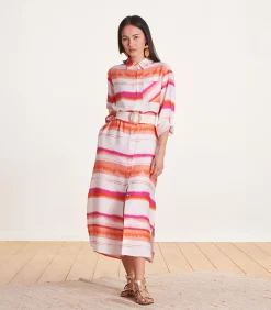 Beige elastische riem met grote gesp