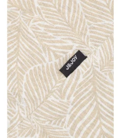 Beige heren poloshirt met bladprint