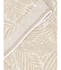 Beige heren poloshirt met bladprint