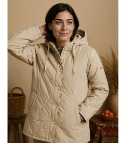 Beige jas met stijlvol donseffect