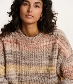 Beige trui van gebreide stof met ronde hals