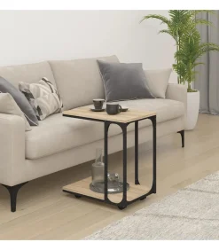 Bijzettafel met wieltjes 50x35x55,5 cm hout sonoma eikenkleurig