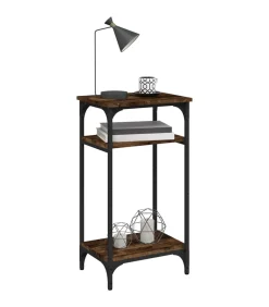 Bijzettafel 40x30x75 cm bewerkt hout gerookt eikenkleurig