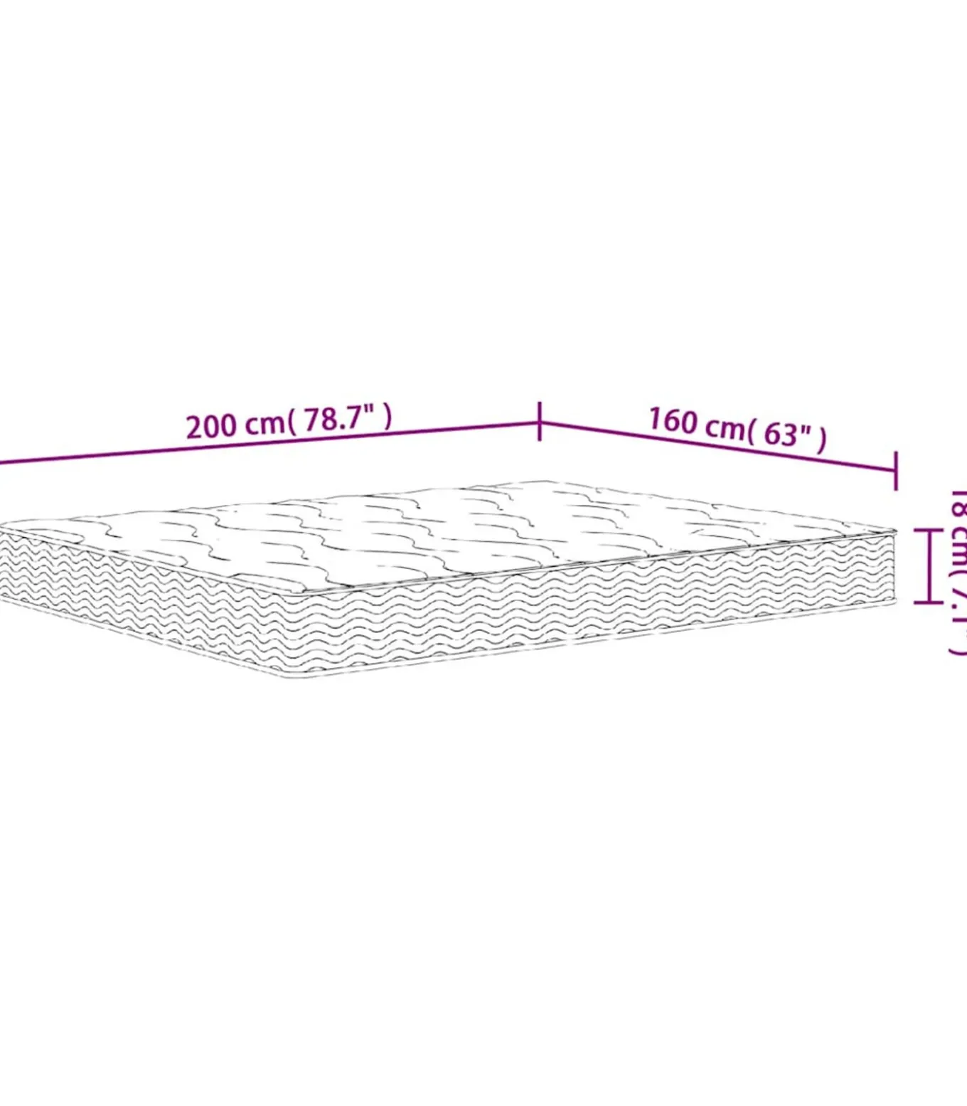 Binnenveringmatras middelhard 160x200 cm