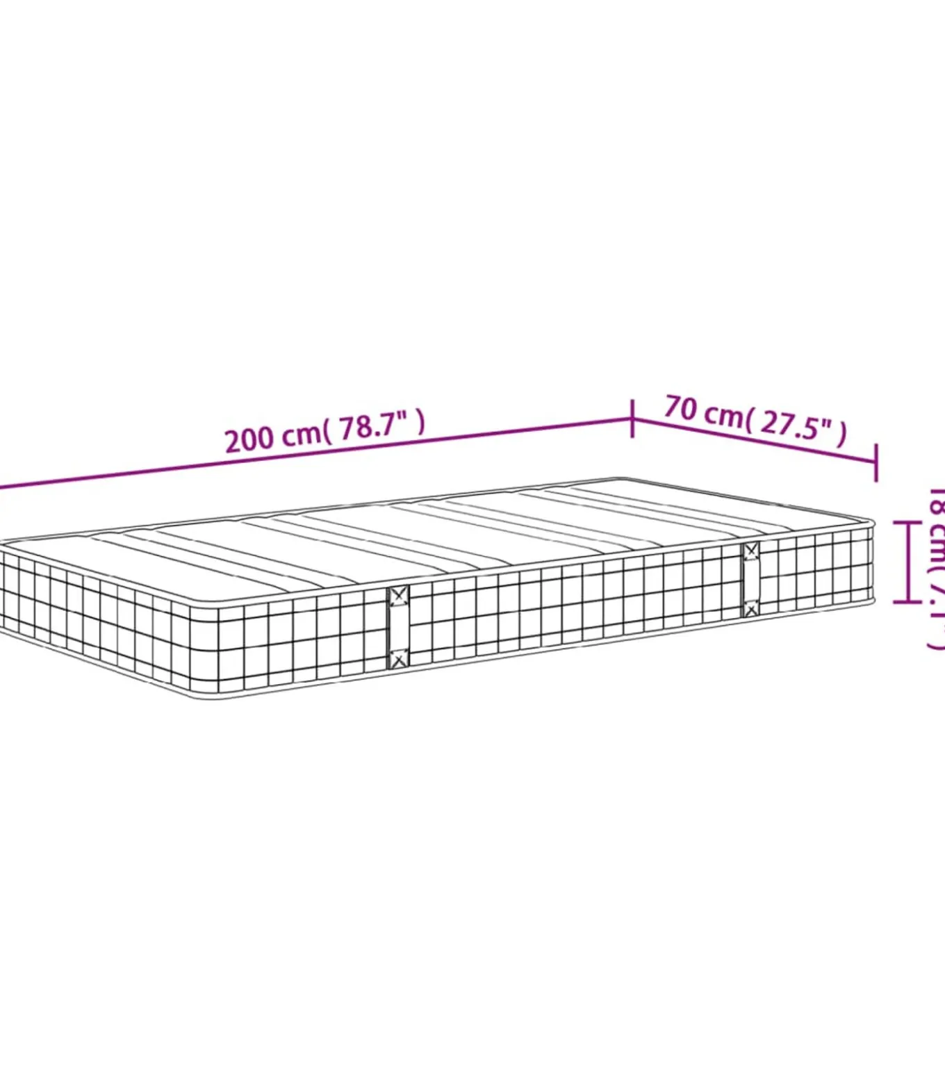 Binnenveringmatras middelhard 70x200 cm