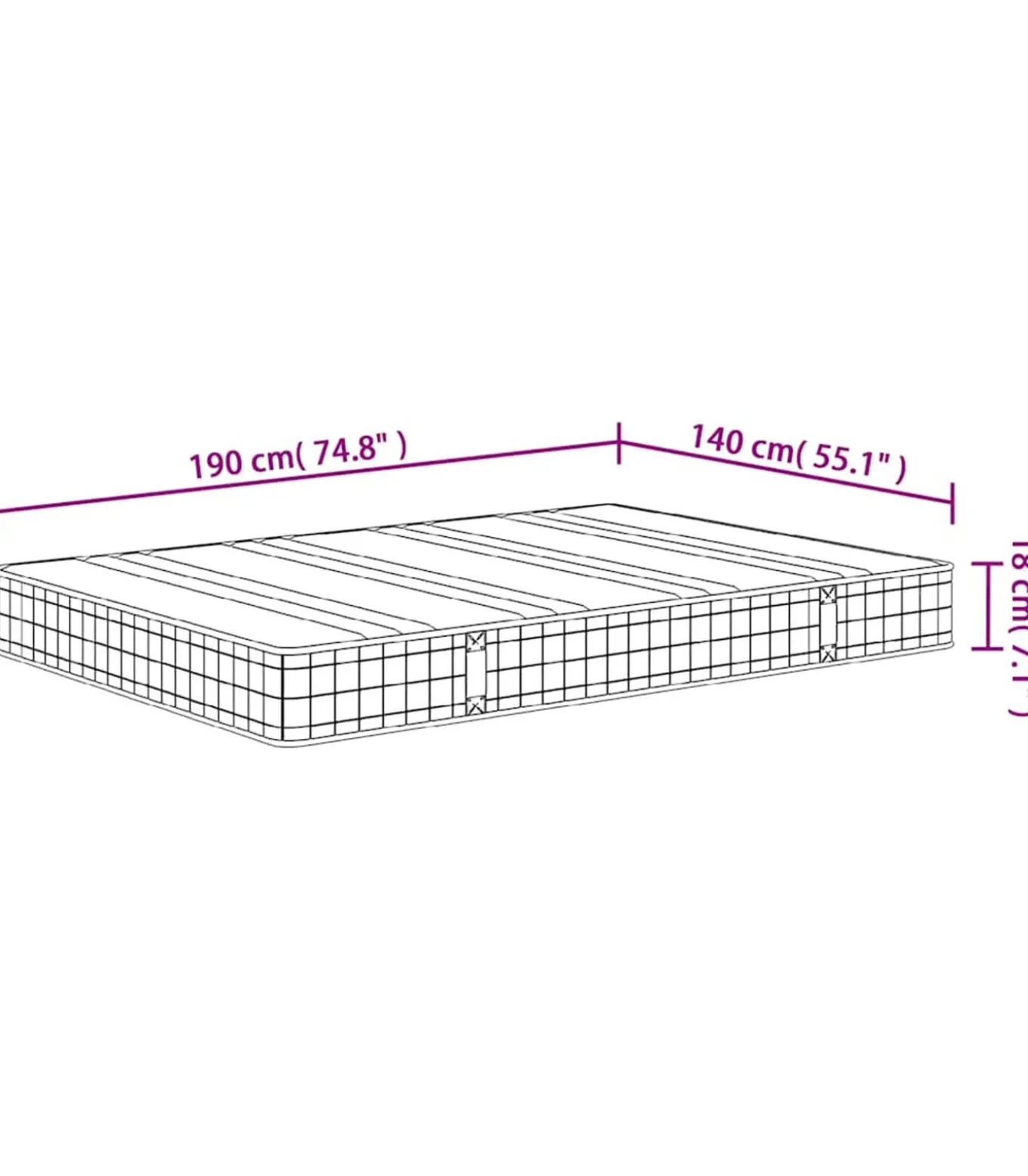 Binnenveringmatras middelhard 140x190 cm