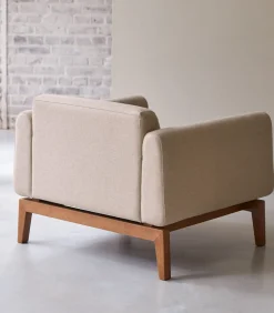 Bjorn - Fauteuil in massief eiken en ecru stof