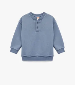 Blauw Baby Sweatshirt Lange Mouwen met Knoopsluiting
