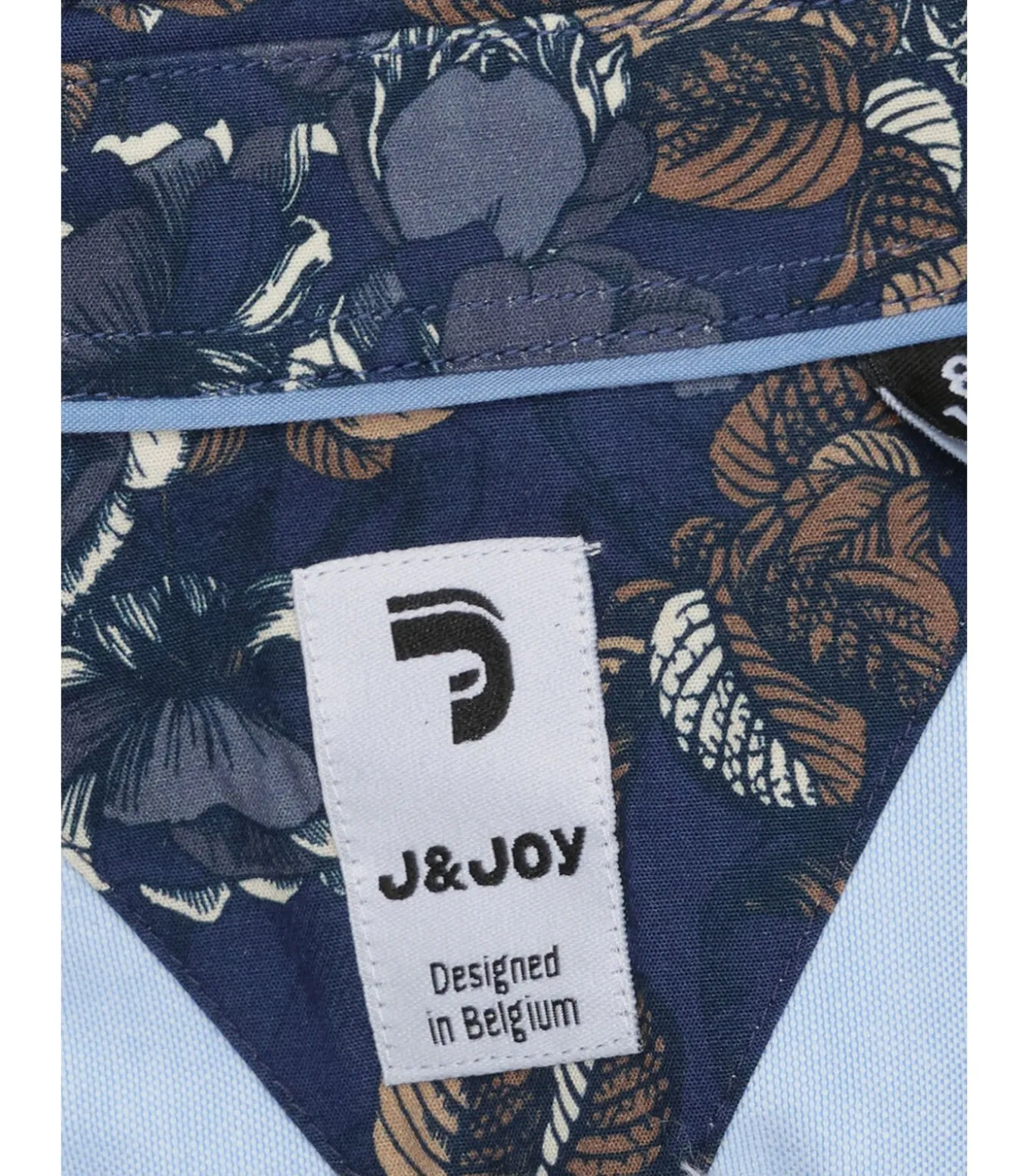 Blauw jongensoverhemd met bloemenprint