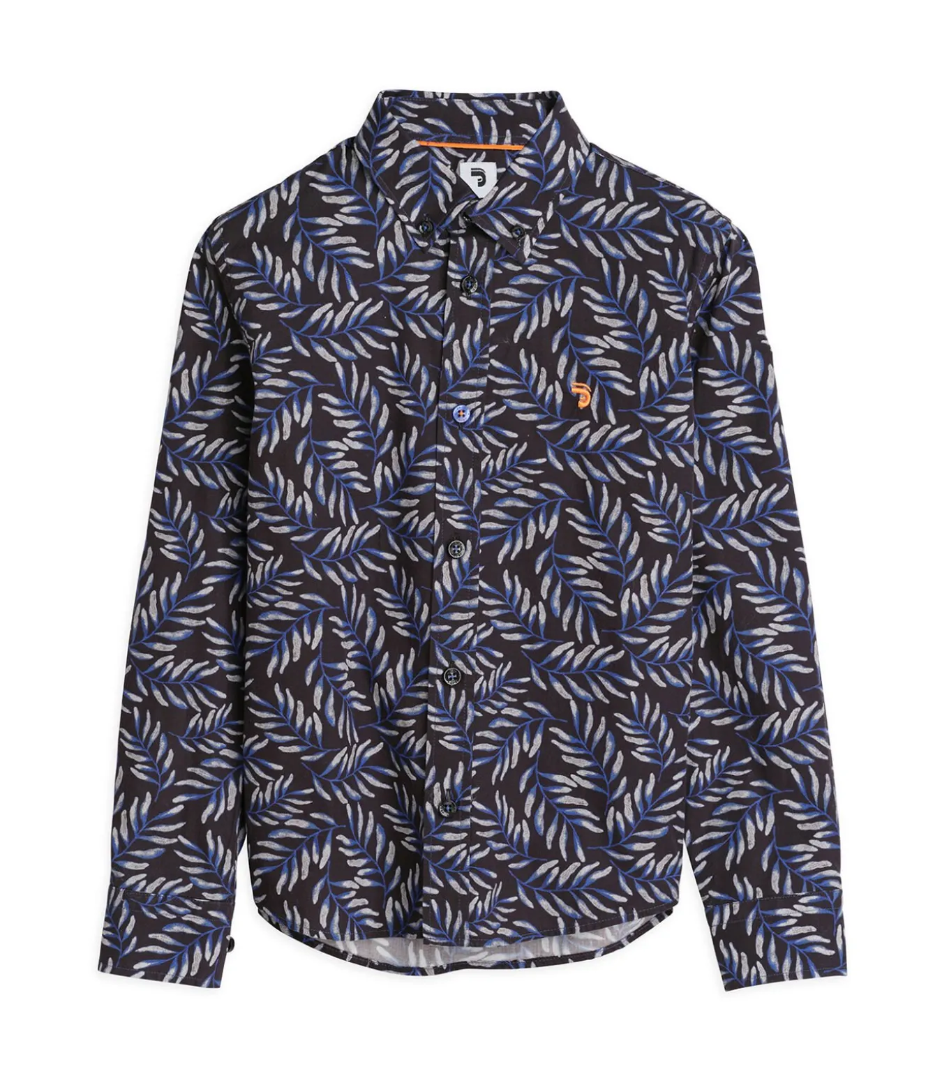 Blauw jongensshirt met bladprint