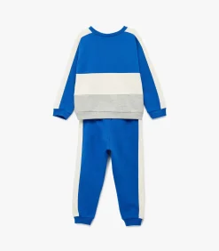 Blauw Kinder Trainingspak met Print en Kleurvlakken