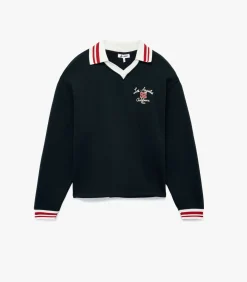 Blauw Oversized Sweatshirt Lange Mouwen Met Borduursel