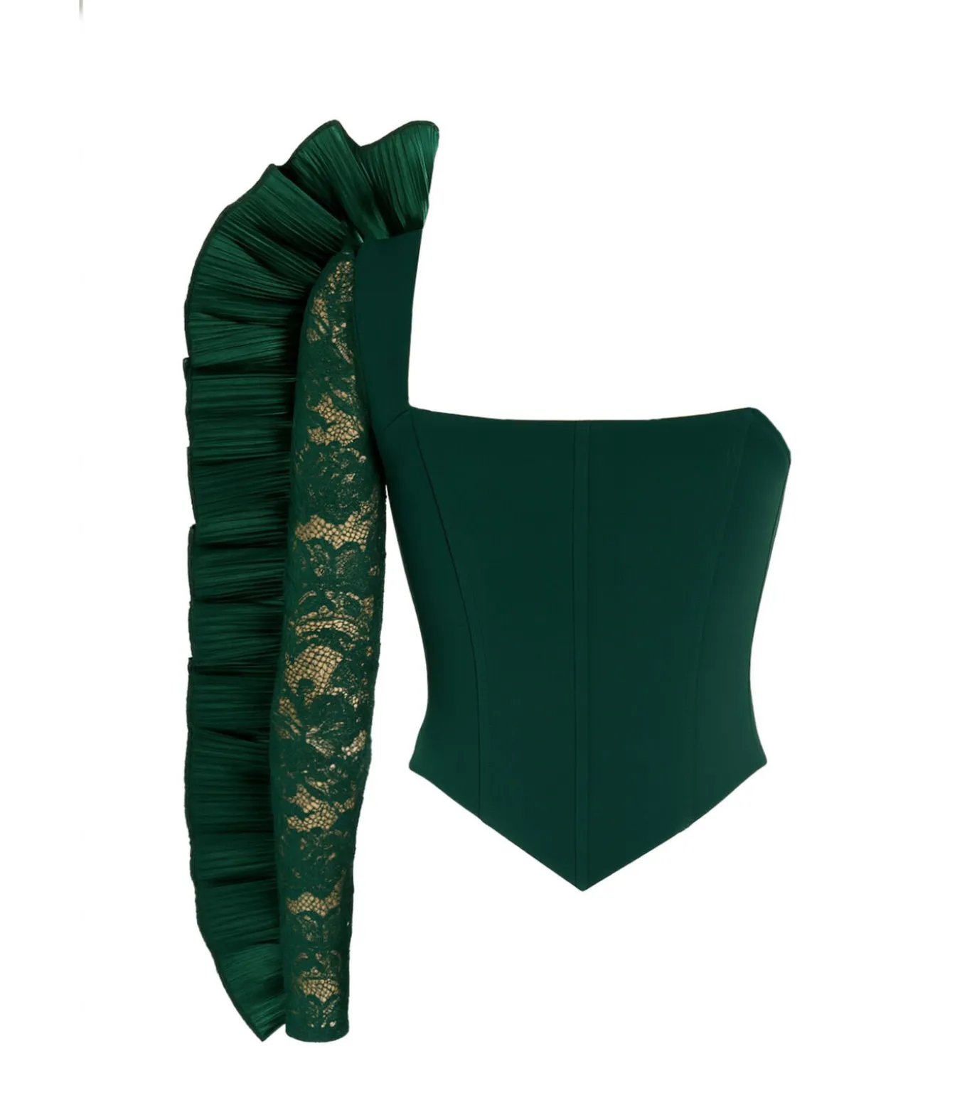 Blouse Met Lange Mouwen “One Shoulder Fan Pleat Frill Corset Top”