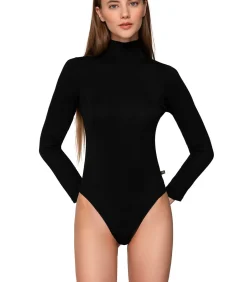 Body met lange mouwen en opstaande kraag MICRO TOUCH