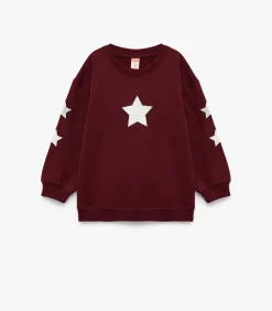 Bordeaux Kindertrui Ronde Hals Sterapplicatie